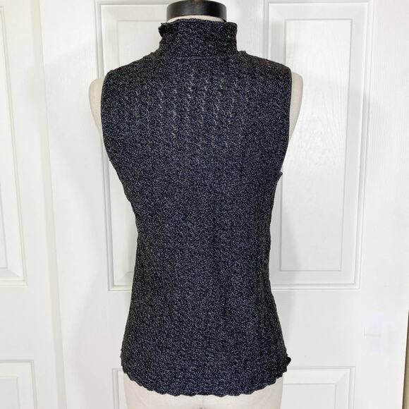 Black mock neck sleeveless Sweater by Dana Buchman black wool /rayon size Medium - Picture 2 of 6